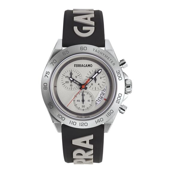 Ferragamo  Urban Chrono Silicone Watch Silver Mens - Picture 1 of 6